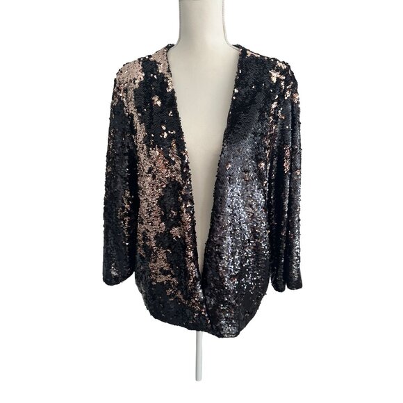 TORRID Reversible Black Metallic Sequin Blazer Jacket Size 3X/4X - Picture 3 of 8
